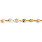 6.5mm Pink Peruvian Opal Coins Gold Chain 25 beads - The Bead Traders