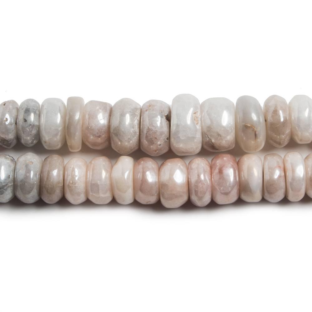 6.5mm Silver Mystic Moonstone plain rondelle beads 8 inch 52 pieces - The Bead Traders