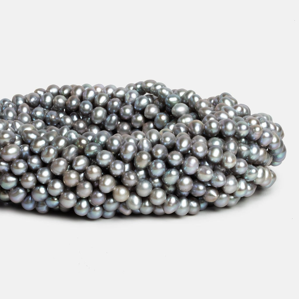 6.5mm Silver Off Round Pearls 15 inch 70 pieces - The Bead Traders
