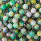 6.5mm Spring Agate Plain Round Black Gold plated Chain by the foot 23 pieces - The Bead Traders