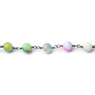 6.5mm Spring Agate Plain Round Black Gold plated Chain by the foot 23 pieces - The Bead Traders