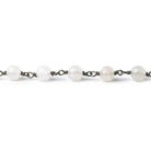 6.5mm White Jade plain round Black Gold plated Chain by the foot 24 pieces - The Bead Traders