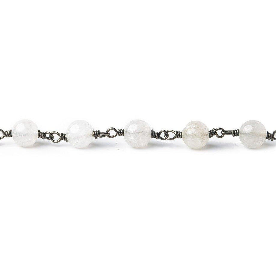 Buy White Jade plain round Black Gold plated Chain by the