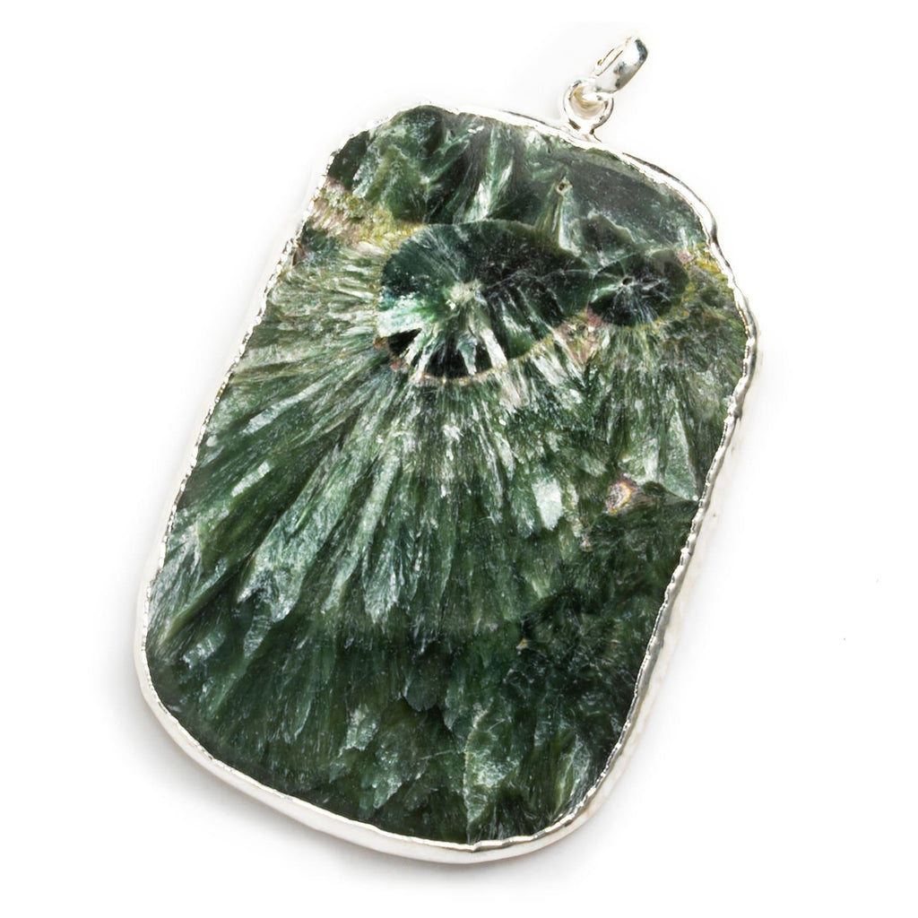65x42mm Silver Leafed Seraphinite Rectangle Pendant 1 Piece - The Bead Traders
