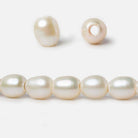 6.5x7mm Off White 2.5mm Large Hole Oval Freshwater Pearls 8 inch 27 pieces - The Bead Traders