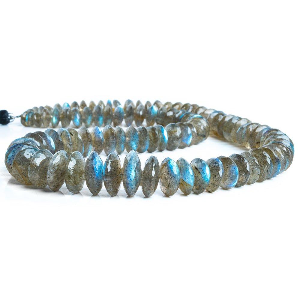 6mm-10mm Labradorite German Cut Faceted Rondelle Beads 15 inch 96 pieces - The Bead Traders