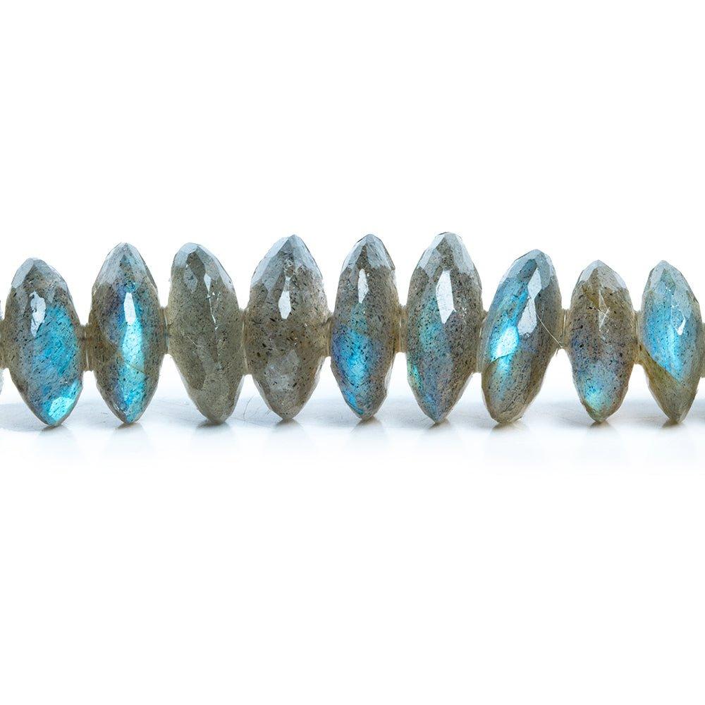 6mm-10mm Labradorite German Cut Faceted Rondelle Beads 15 inch 96 pieces - The Bead Traders