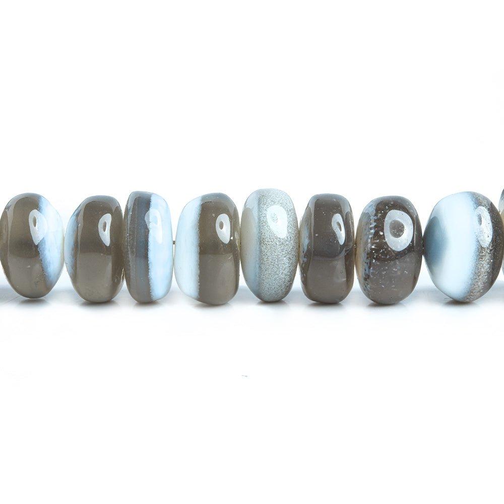 6mm-11mm Denim Blue Opal Plain Rondelle Beads 15 inch 85 pieces - The Bead Traders
