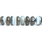 6mm-11mm Denim Blue Opal Plain Rondelle Beads 15 inch 85 pieces - The Bead Traders