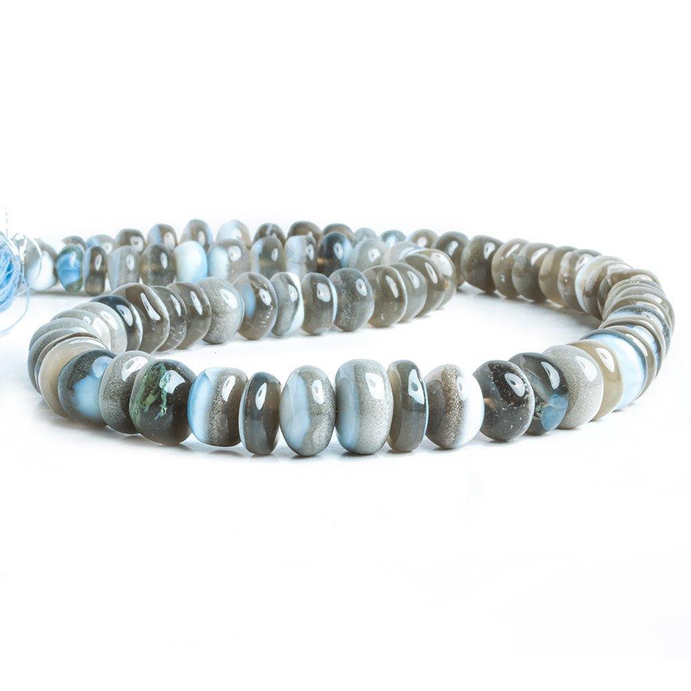 6mm-11mm Denim Blue Opal Plain Rondelle Beads 15 inch 85 pieces - The Bead Traders
