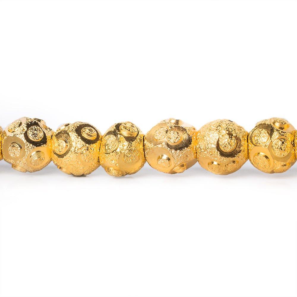 6mm 22kt Gold Plated Brass Diamond Cut Round Beads, 8 inch, 37 beads - The Bead Traders