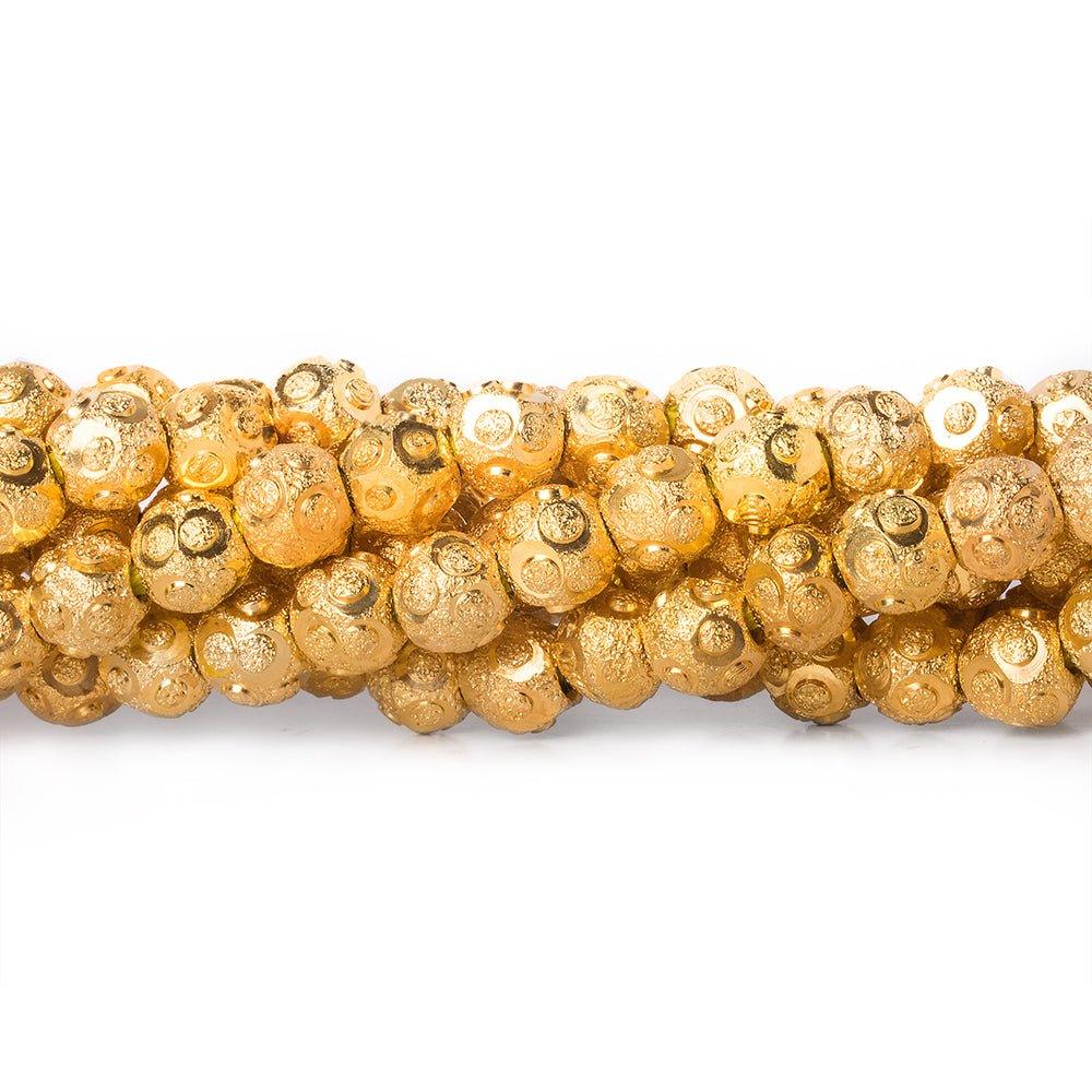 6mm 22kt Gold Plated Brass Diamond Cut Round Beads, 8 inch, 37 beads - The Bead Traders