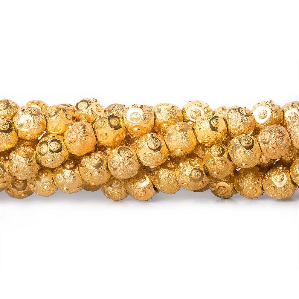 6mm 22kt Gold Plated Brass Diamond Cut Round Beads, 8 inch, 37 beads - The Bead Traders