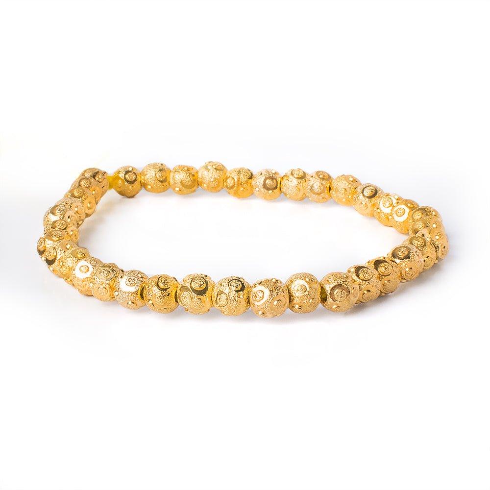 6mm 22kt Gold Plated Brass Diamond Cut Round Beads, 8 inch, 37 beads - The Bead Traders