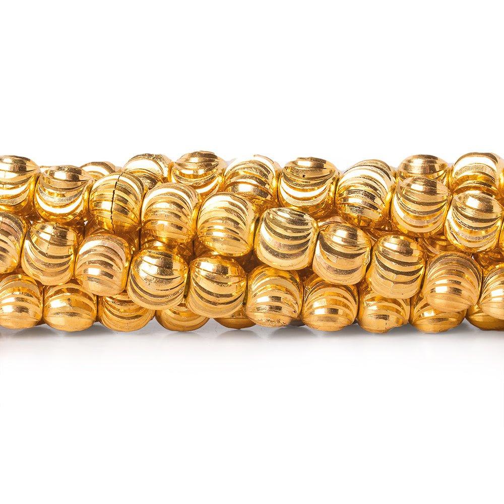 6mm 22kt Gold Plated Brass Diamond Cut Rounds Beads, 8 inch, 37 beads - The Bead Traders