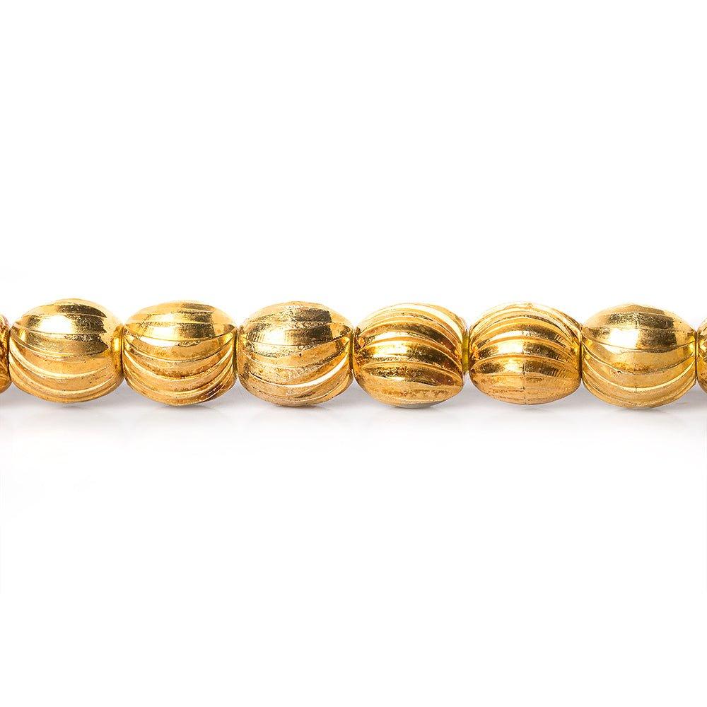 6mm 22kt Gold Plated Brass Scallop Ovals Beads, 8 inch, 37 beads - The Bead Traders