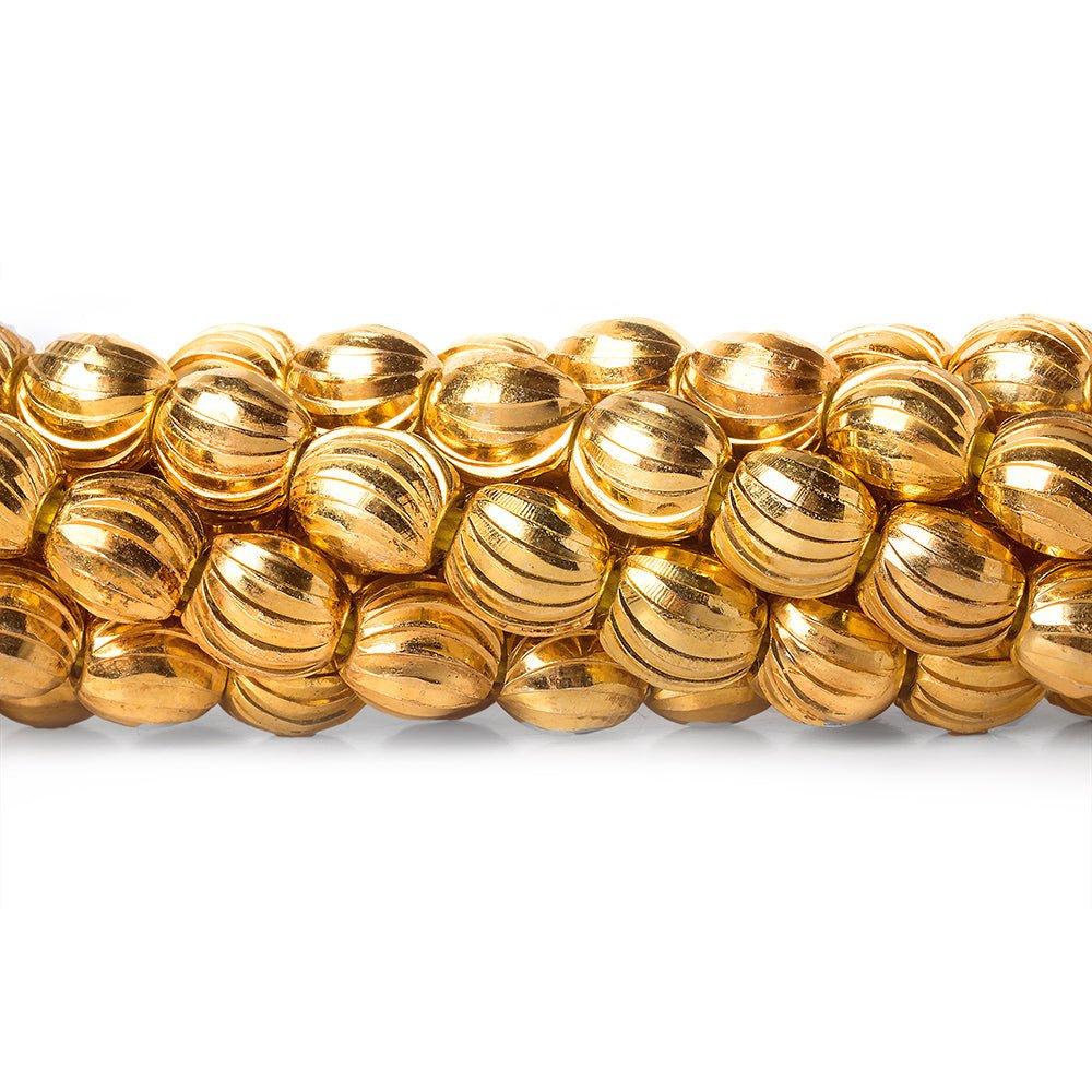 6mm 22kt Gold Plated Brass Scallop Ovals Beads, 8 inch, 37 beads - The Bead Traders