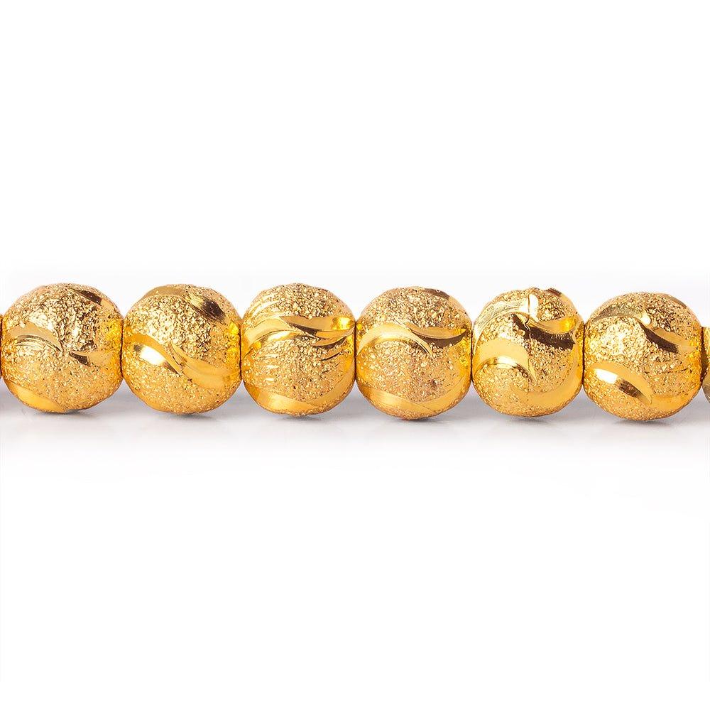 6mm 22kt Gold Plated Brass Stardust Half Moon Round Beads, 8 inch, 37 beads - The Bead Traders