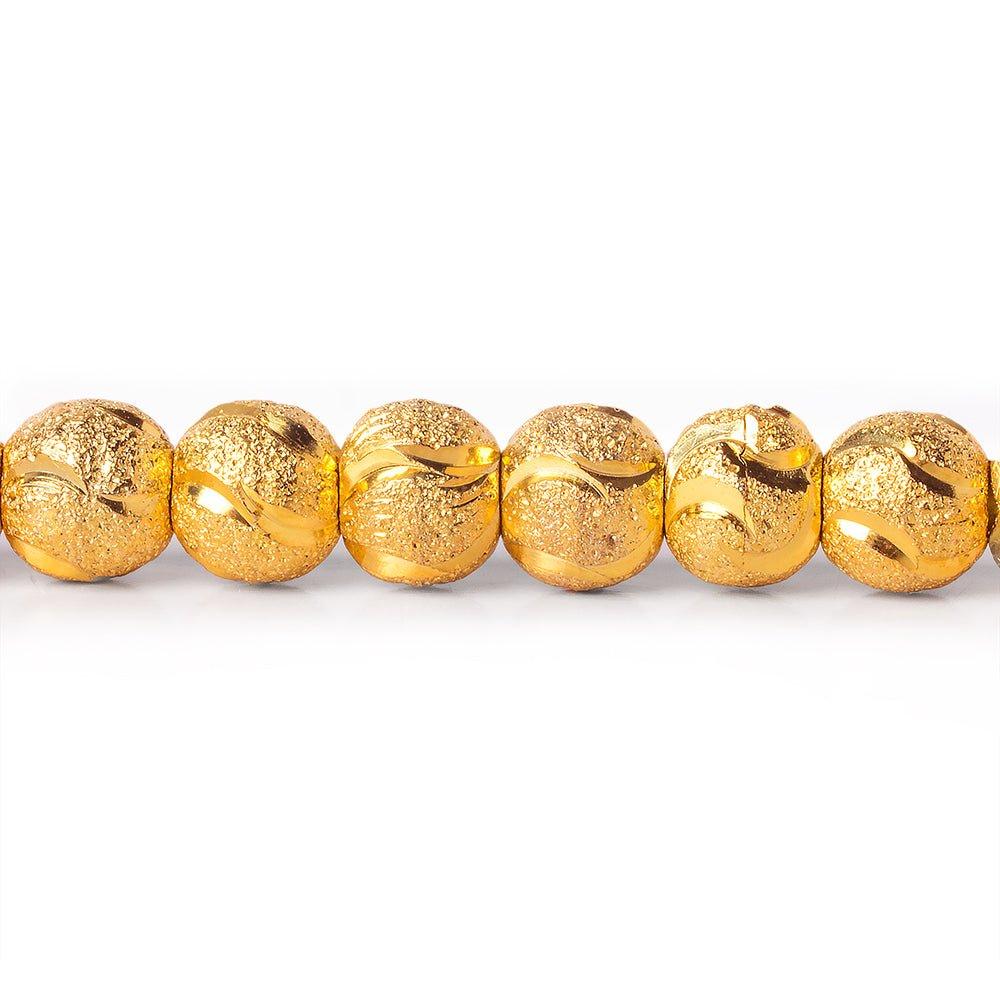 6mm 22kt Gold Plated Brass Stardust Half Moon Round Beads, 8 inch, 37 beads - The Bead Traders