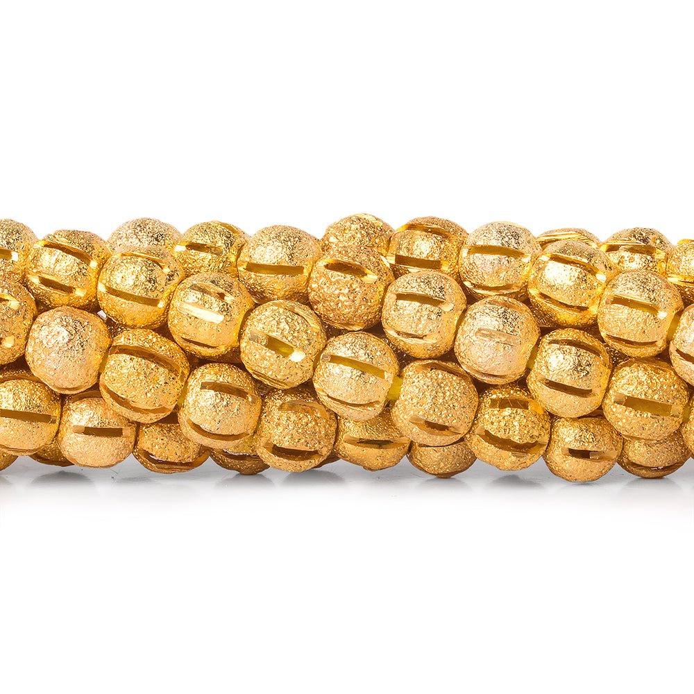 6mm 22kt Gold Plated Brass Stardust Striped Round Beads, 8 inch, 37 beads - The Bead Traders