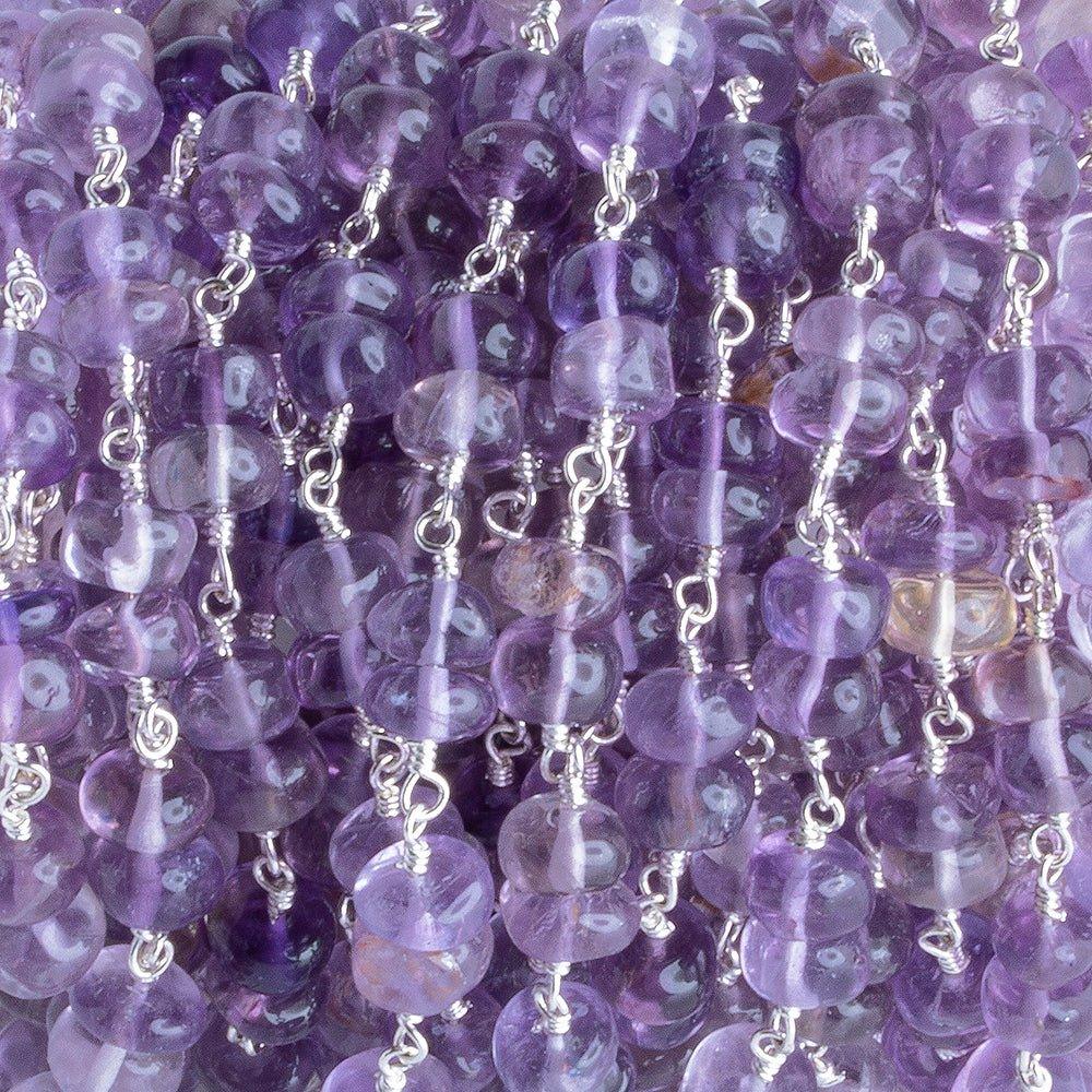 6mm-6.5mm Amethyst Double Plain Rondelle Silver Chain by the Foot 42 pieces - The Bead Traders
