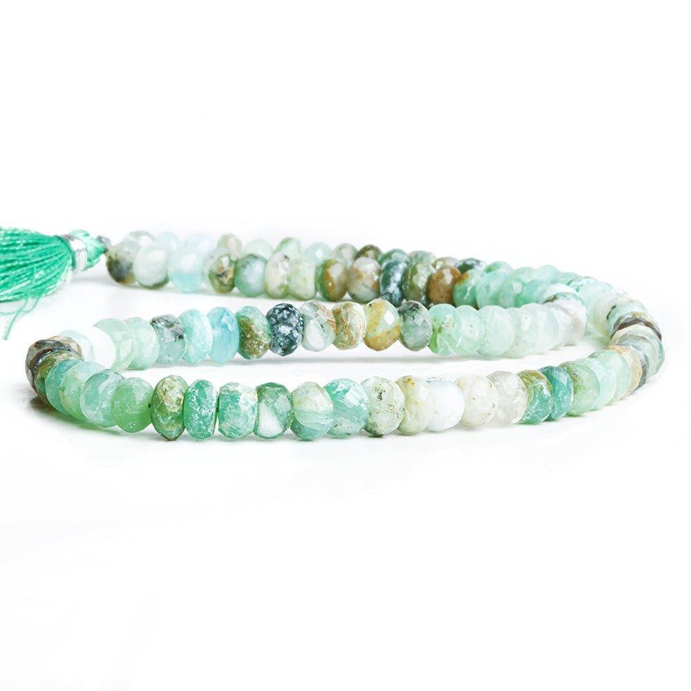 6mm-7mm Blue Peruvian Opal Faceted Rondelle Beads 14 inch 90 pieces - The Bead Traders