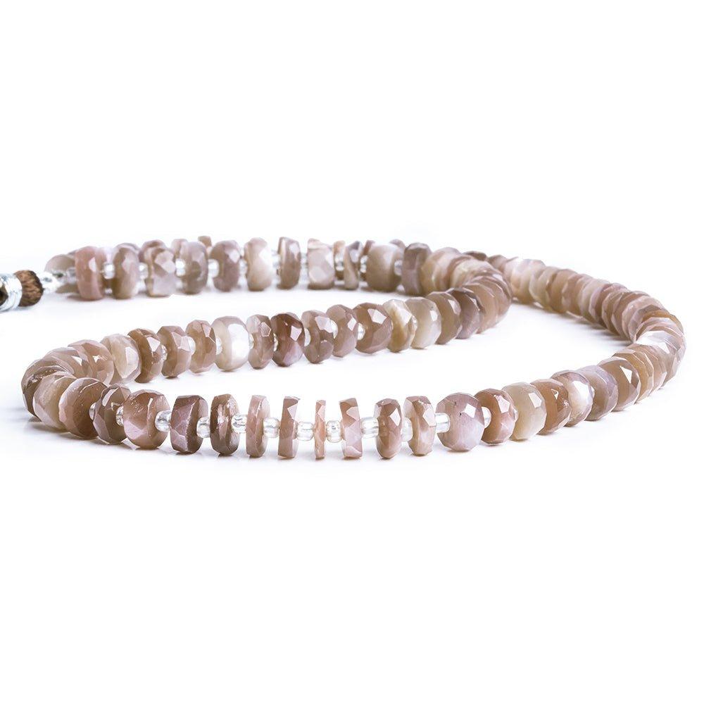 6mm-8mm Chocolate Moonstone Faceted Heishi Beads 8 inch 103 pieces - The Bead Traders