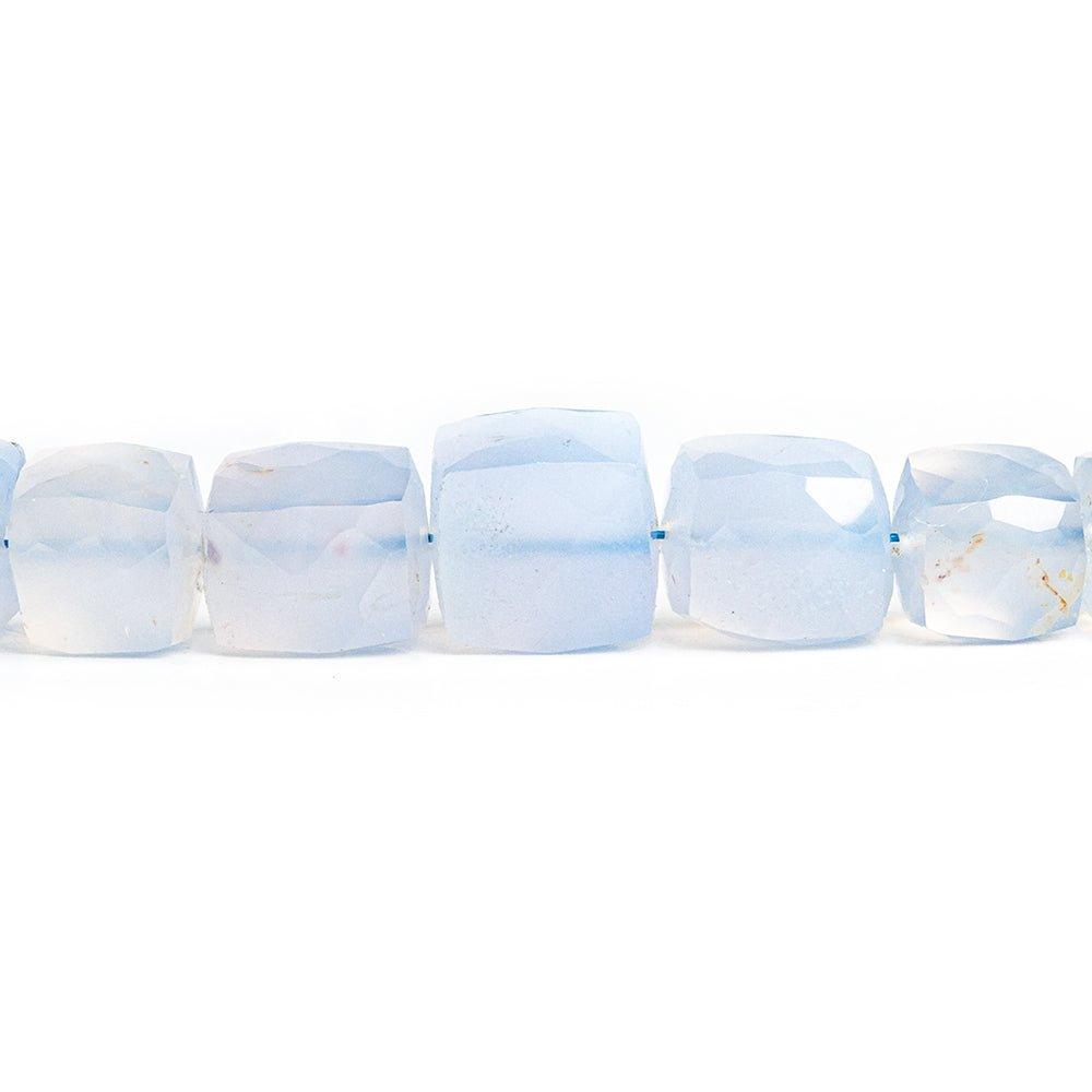 6mm-8mm Turkish Blue Chalcedony Faceted Cube Beads 5.5 inch 41 pieces - The Bead Traders