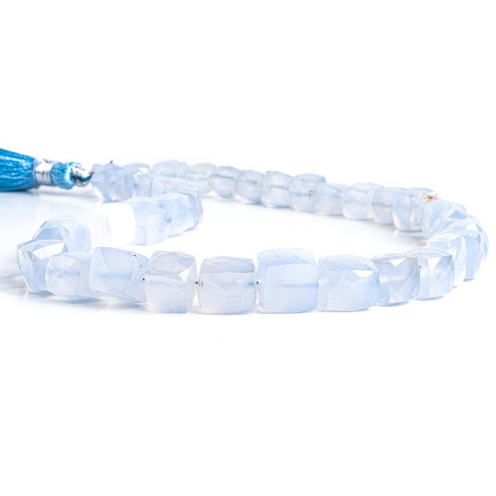 6mm-8mm Turkish Blue Chalcedony Faceted Cube Beads 5.5 inch 41 pieces - The Bead Traders