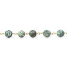 6mm African Turquoise Jasper plain round Gold Chain by the foot 26 beads - The Bead Traders
