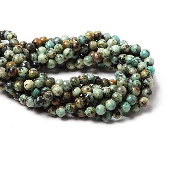 6mm African Turquoise plain round beads 15 inch 60 pieces - The Bead Traders