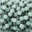 6mm Amazonite plain round Black Gold plated Chain by the foot 24 pieces - The Bead Traders