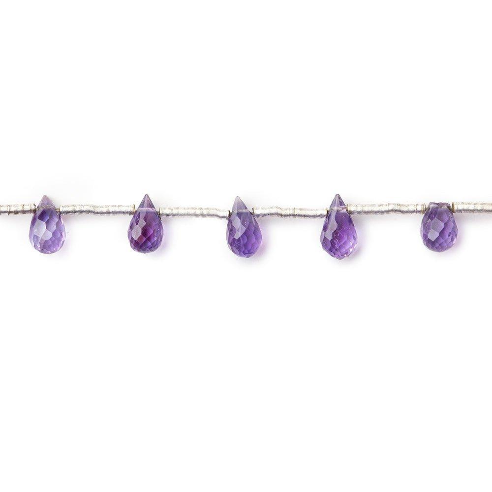 6mm Amethyst Faceted Top Drilled Teardrop Beads, 7 inch - The Bead Traders