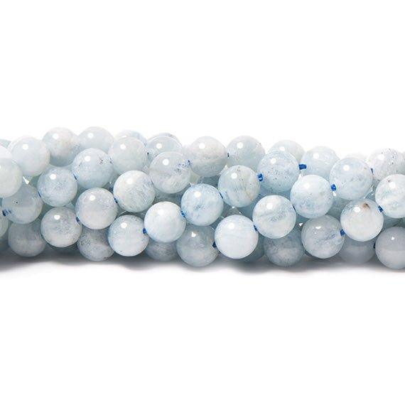 6mm Aquamarine plain round beads 15 inch 60 pieces - The Bead Traders