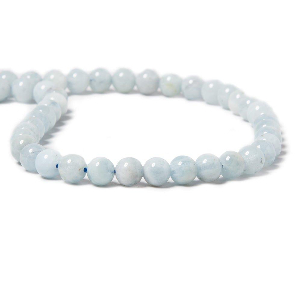 6mm Aquamarine plain round beads 15 inch 60 pieces - The Bead Traders