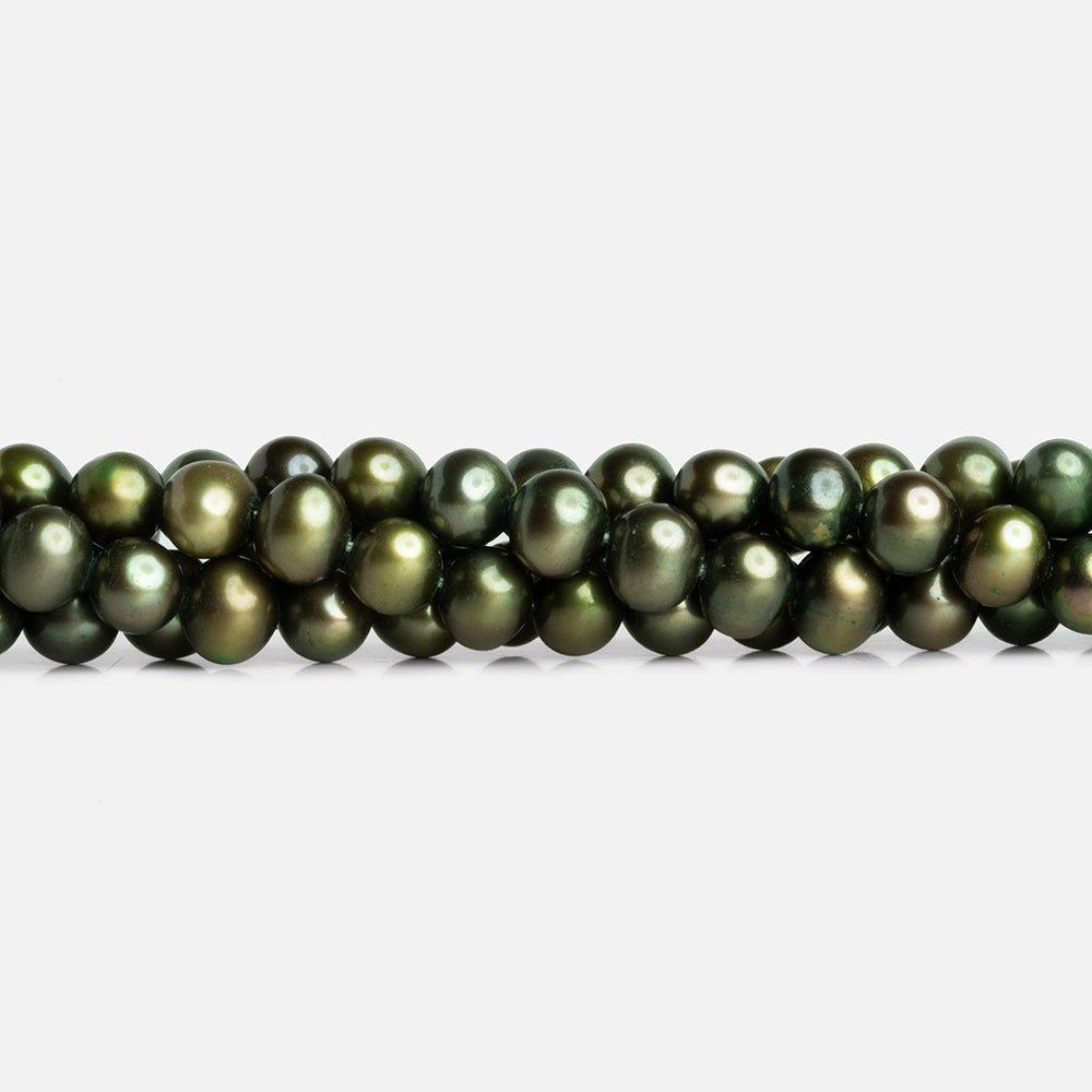 6mm Asparagus Green Baroque Pearls 15 inch 65 pieces - The Bead Traders