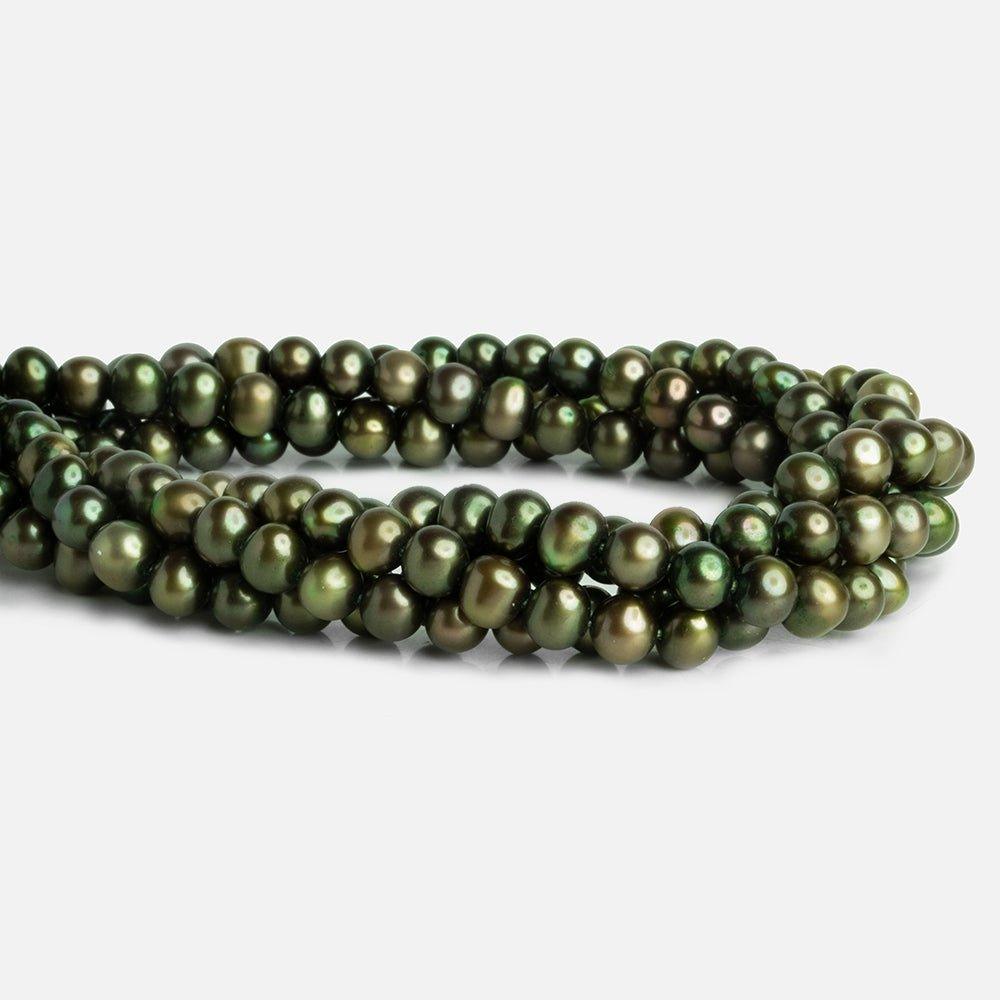 6mm Asparagus Green Baroque Pearls 15 inch 65 pieces - The Bead Traders