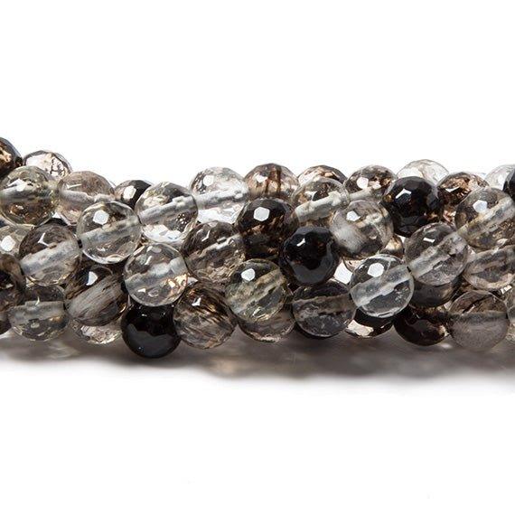 6mm Black & Clear Quartz faceted round beads 15 inch 64 pieces Lab Created - The Bead Traders