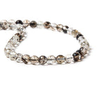 6mm Black & Clear Quartz faceted round beads 15 inch 64 pieces Lab Created - The Bead Traders