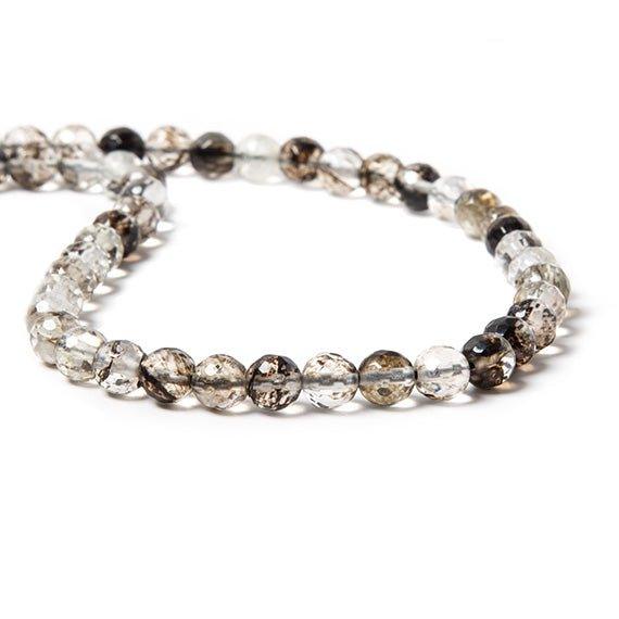 6mm Black & Clear Quartz faceted round beads 15 inch 64 pieces Lab Created - The Bead Traders