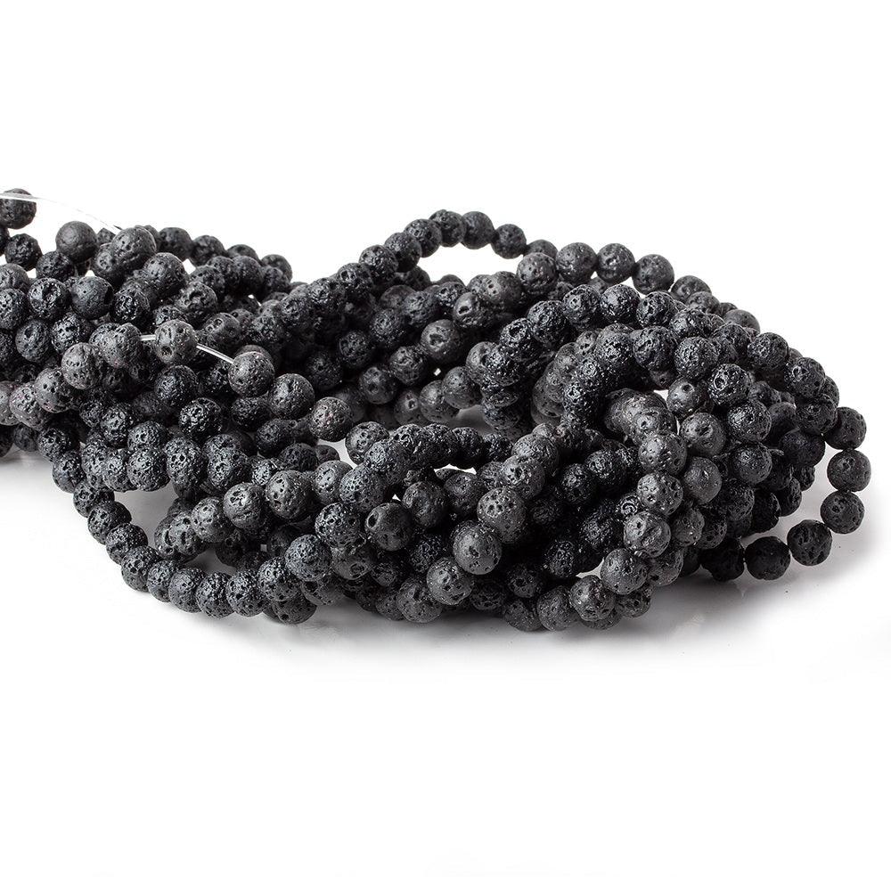 6mm Black Lava Rock Round Beads 16 inch 71 pcs - The Bead Traders