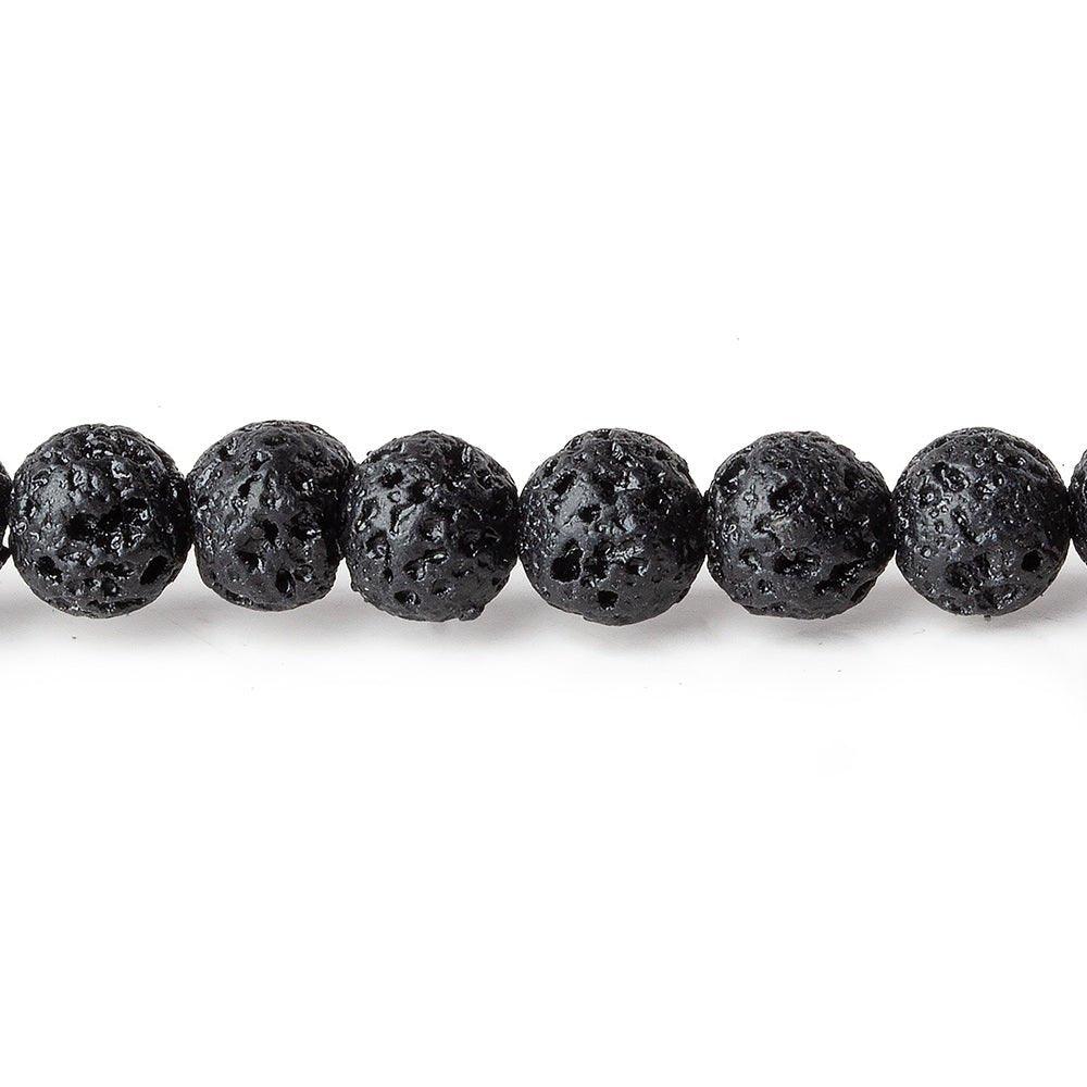 6mm Black Lava Rock Round Beads 16 inch 71 pcs - The Bead Traders