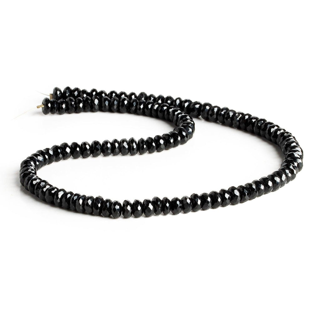 6mm Black Spinel Faceted Rondelles 14 inch 110 beads - The Bead Traders