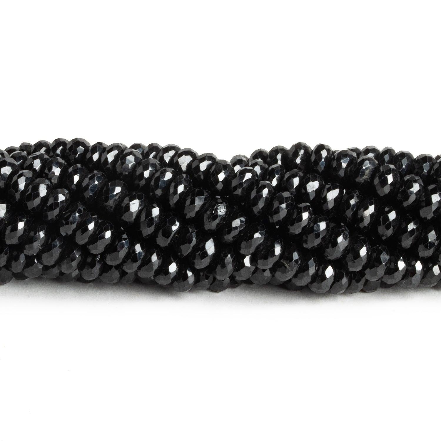 6mm Black Spinel Faceted Rondelles 14 inch 110 beads - The Bead Traders