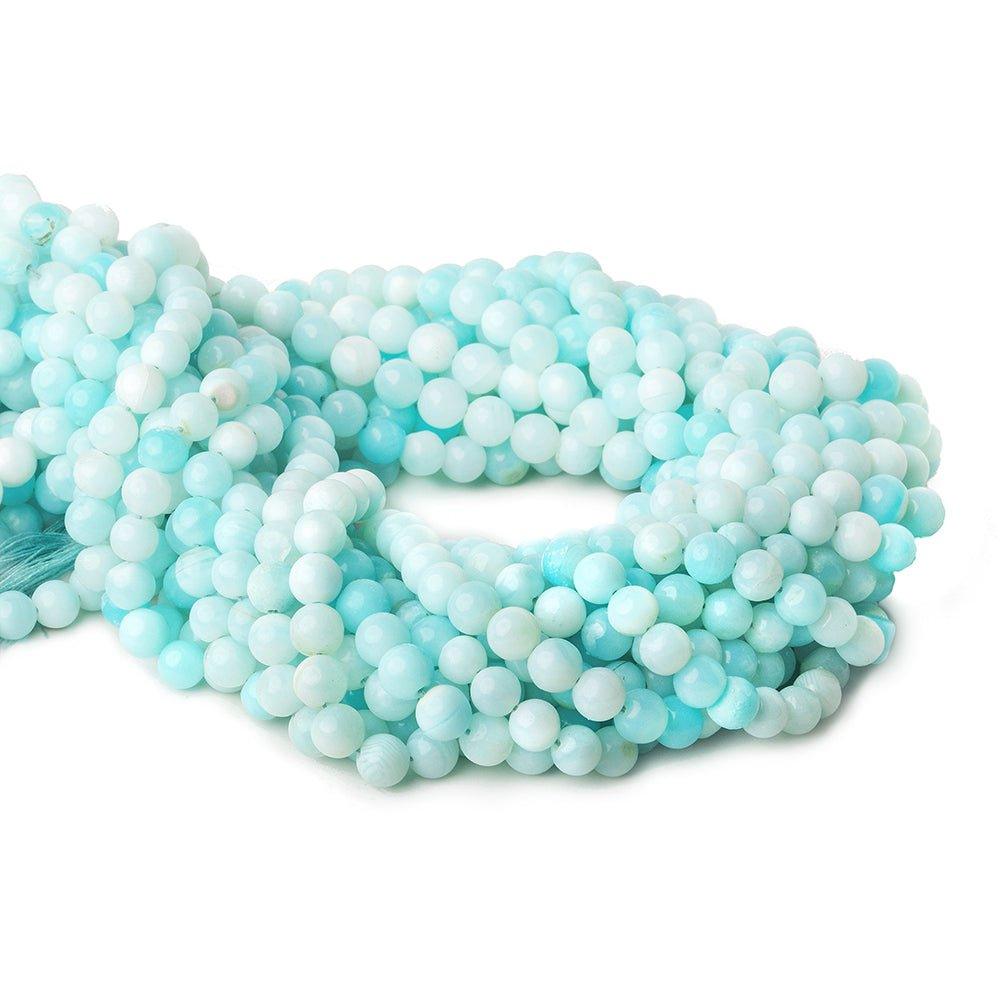 6mm Blue Opal plain round beads 13 inch 55 pieces - The Bead Traders