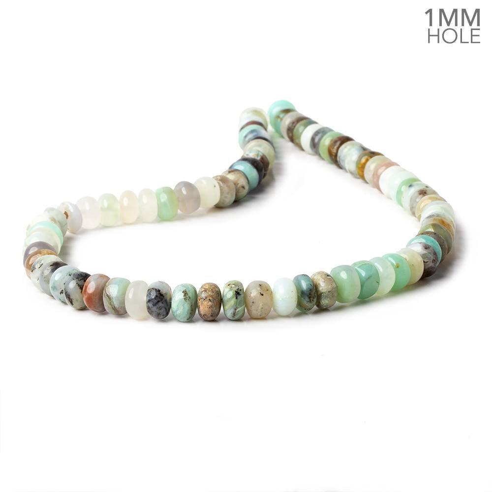 6mm Blue Peruvian Opal Plain Rondelles 14 inch 105 beads - The Bead Traders