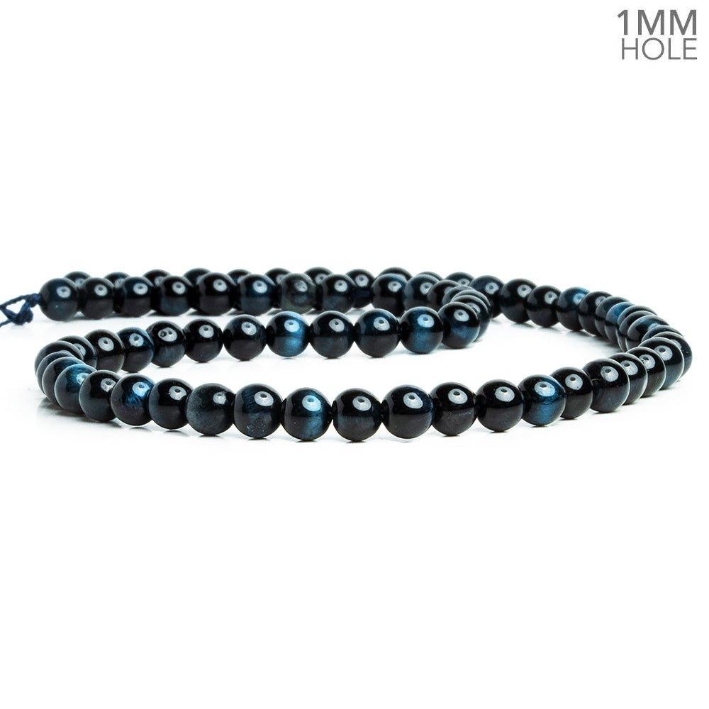 6mm Blue Tiger's Eye Plain Rounds 15 inch 65 beads - The Bead Traders