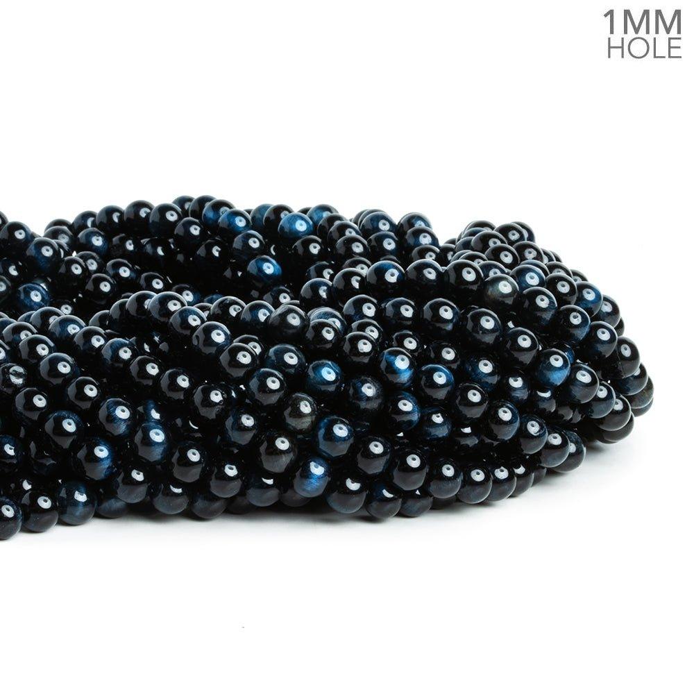 6mm Blue Tiger's Eye Plain Rounds 15 inch 65 beads - The Bead Traders