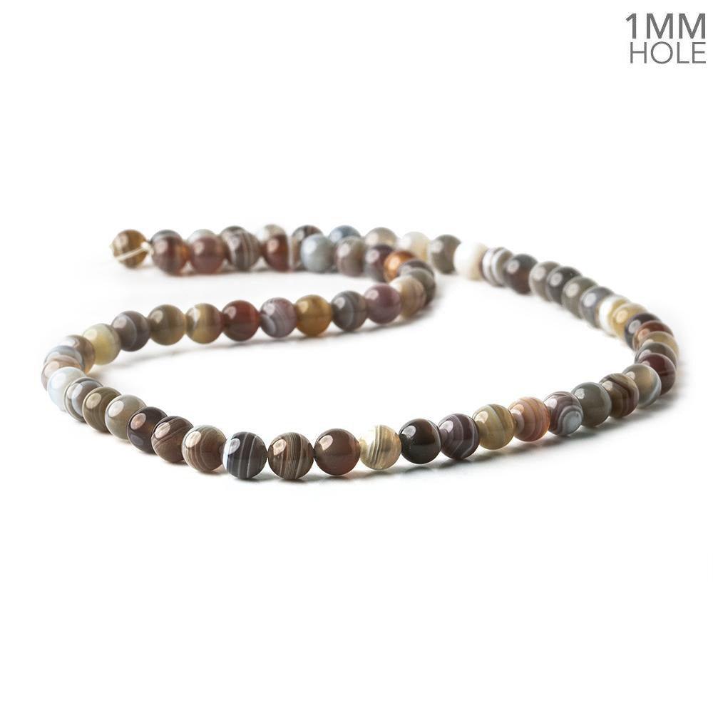 6mm Botswana Banded Agate plain rounds 16 inch 65 beads A - The Bead Traders
