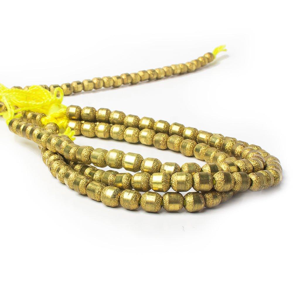 6mm Brass Barrel Textured and Smooth Beads, 8 inch - The Bead Traders
